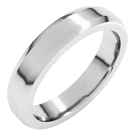 10K White Gold 4 mm Beveled-Edge Flat Band Size 7.5
