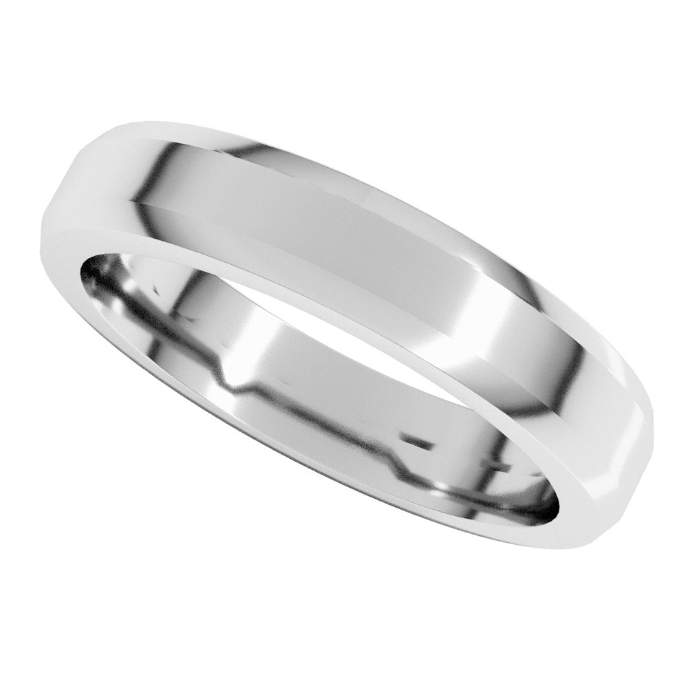 14K White Gold 4 mm Beveled-Edge Flat Band Size 8.5