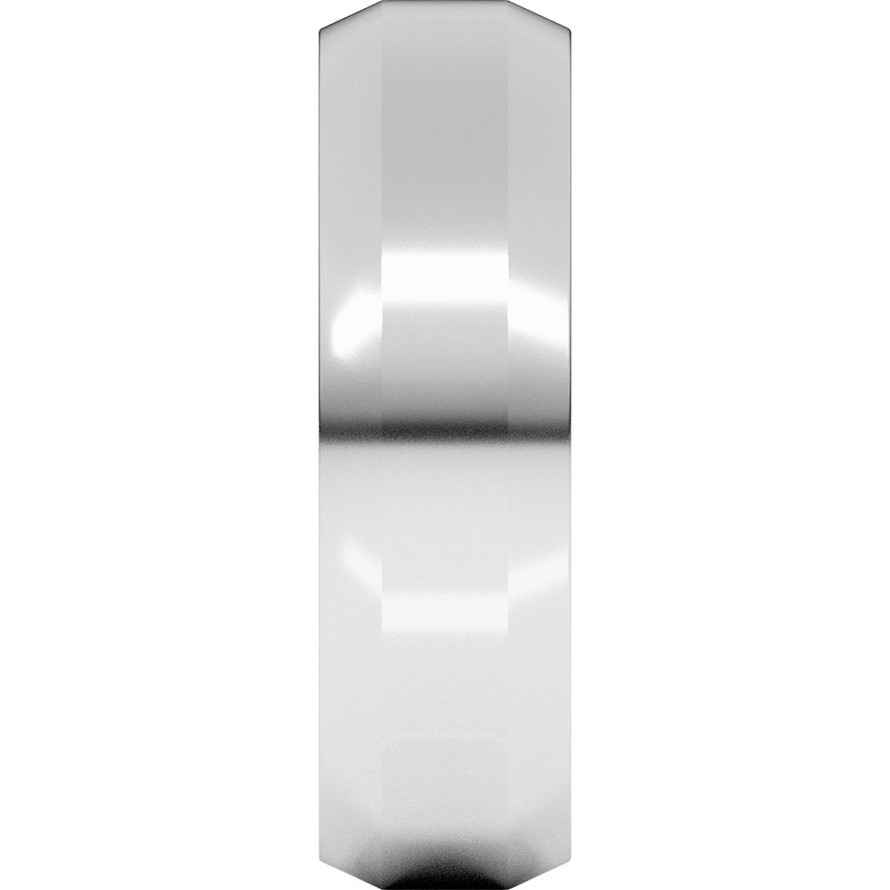 14K White Gold 6 mm Beveled-Edge Flat Band Size 9.5