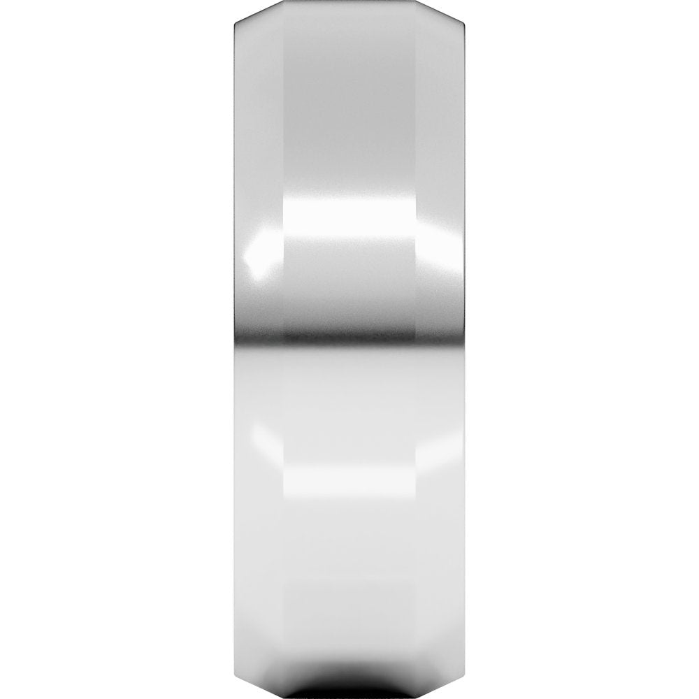 10K White Gold 7 mm Beveled-Edge Flat Band Size 10