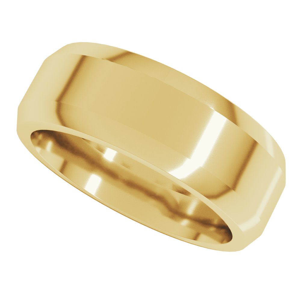 14K Yellow Gold 7 mm Beveled-Edge Flat Band Size 8