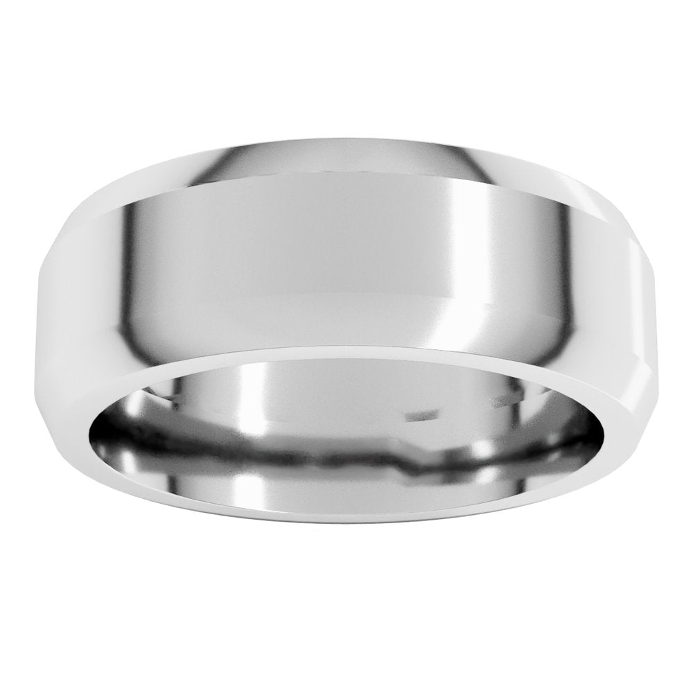 10K White Gold 7 mm Beveled-Edge Flat Band Size 10