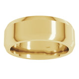 14K Yellow Gold 7 mm Beveled-Edge Flat Band Size 8