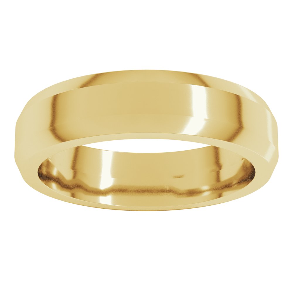 14K Yellow Gold 5 mm Beveled-Edge Flat Band Size 8.5