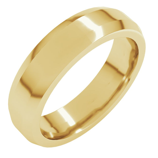 14K Yellow Gold 5 mm Beveled-Edge Flat Band Size 8.5