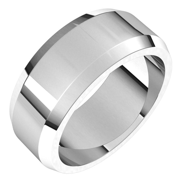 14K White Gold 8 mm Beveled-Edge Flat Band Size 10.5