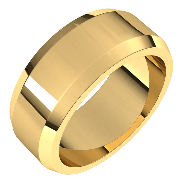 14K Yellow Gold 8 mm Beveled-Edge Flat Band Size 7.5