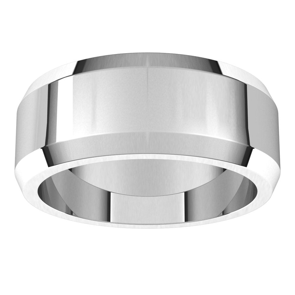10K White 8 mm Beveled-Edge Flat Band Size 10.5
