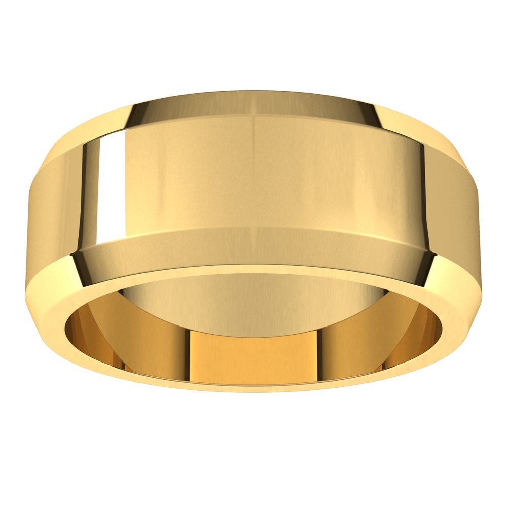 14K Yellow Gold 8 mm Beveled-Edge Flat Band Size 7.5