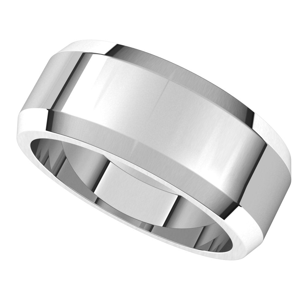 Sterling Silver 8 mm Beveled-Edge Flat Band Size 7