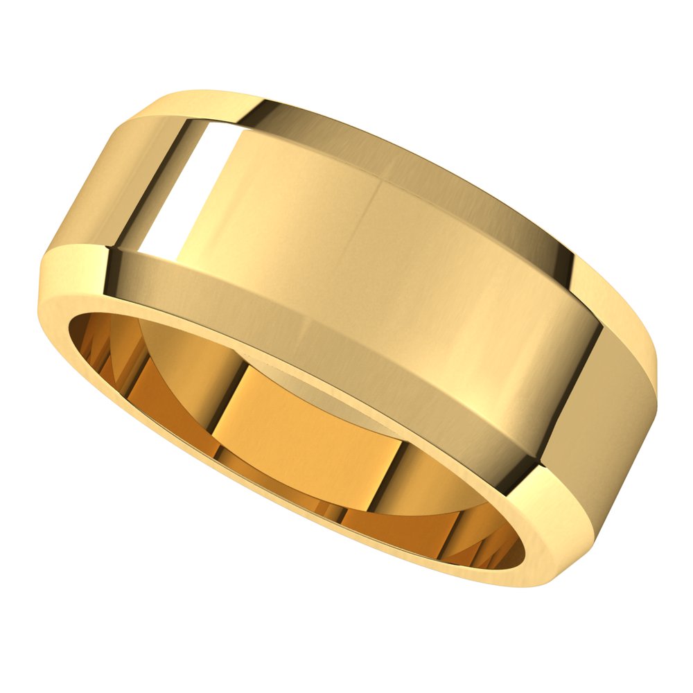 14K Yellow Gold 8 mm Beveled-Edge Flat Band Size 7.5