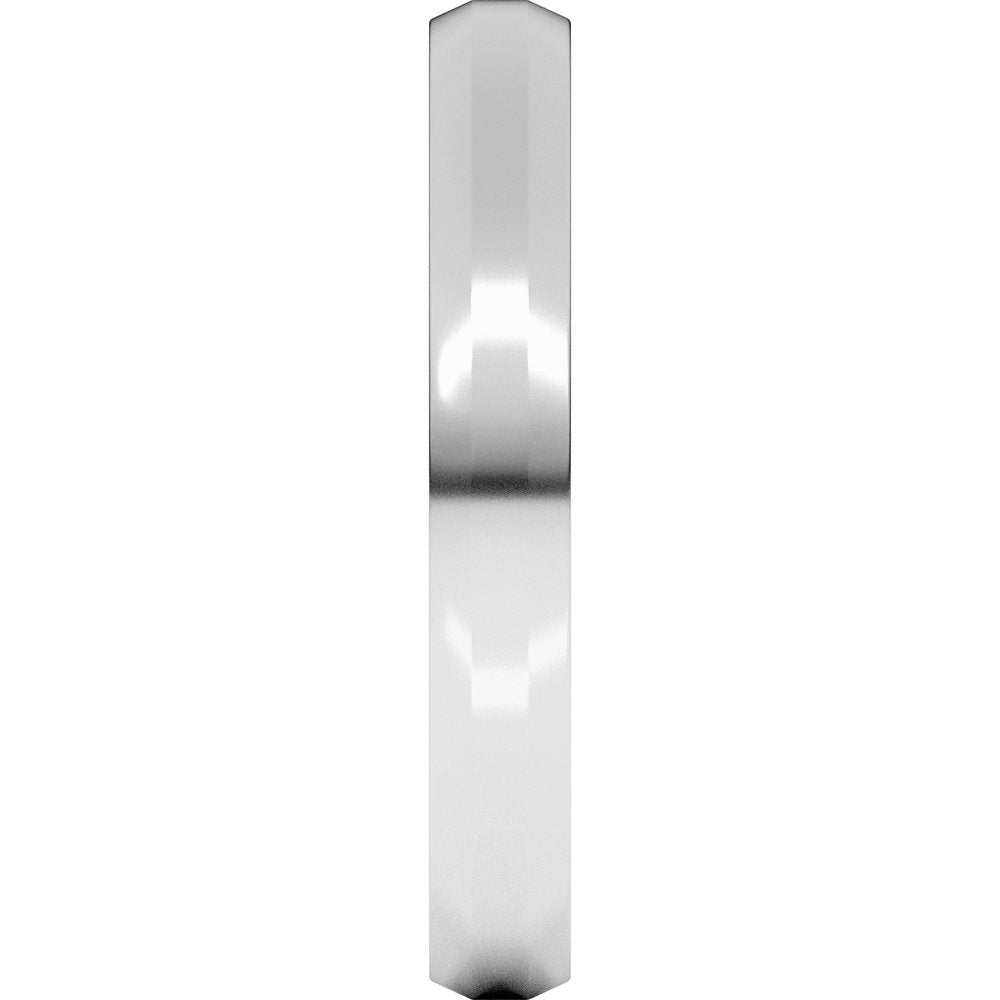 14K X1 White Gold 3 mm Beveled-Edge Flat Band Size 18