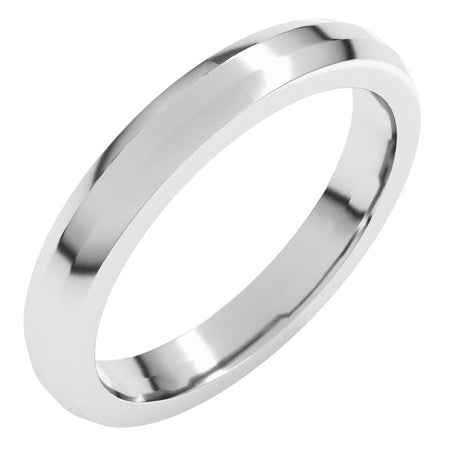 14K X1 White Gold 3 mm Beveled-Edge Flat Band Size 18
