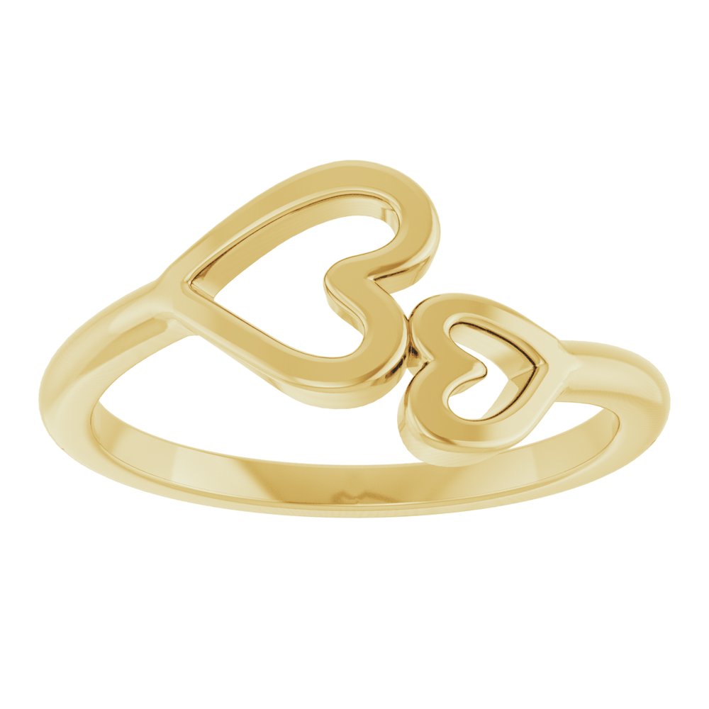 14K Yellow Double Heart Ring