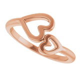 14K Rose Double Heart Ring