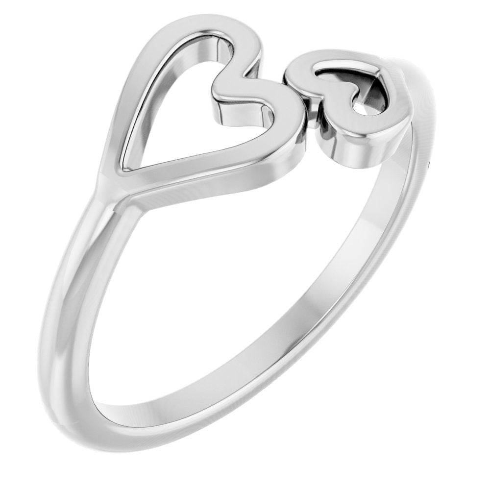 Sterling Silver Double Heart Ring