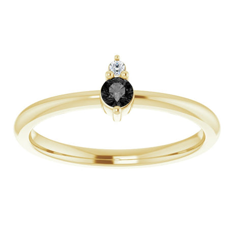 14K Yellow Gold Natural Black Onyx & .015 CT Natural Diamond Ring