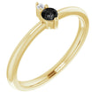 14K Yellow Gold Natural Black Onyx & .015 CT Natural Diamond Ring
