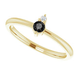 14K Yellow Gold Natural Black Onyx & .015 CT Natural Diamond Ring
