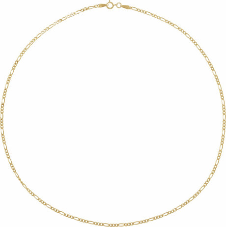 14K Yellow 1.9 mm Diamond-Cut Figaro 20" Chain