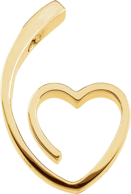 14K Yellow Gold 25x15.5 mm Heart Slide Pendant