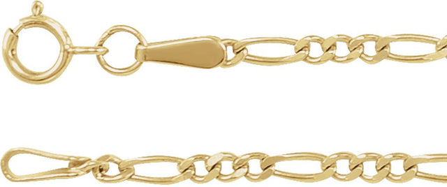 14K Yellow Gold 1.9 mm Diamond-Cut Figaro 16" Chain