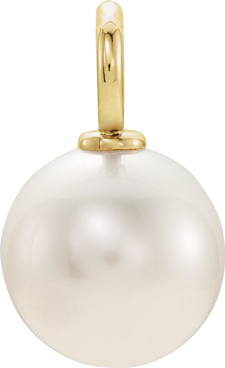 14K Yellow Cultured White Freshwater Pearl Pendant