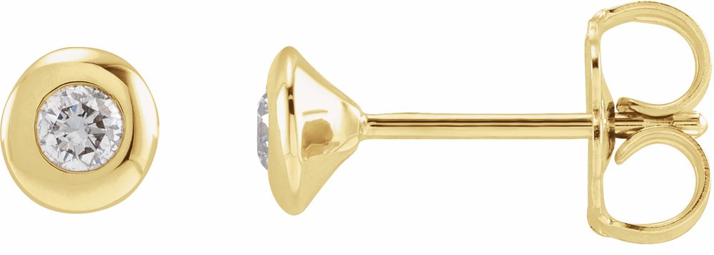 14K Yellow Gold 1/5 CTW Natural Diamond Domed Bezel-Set Solitaire Earrings