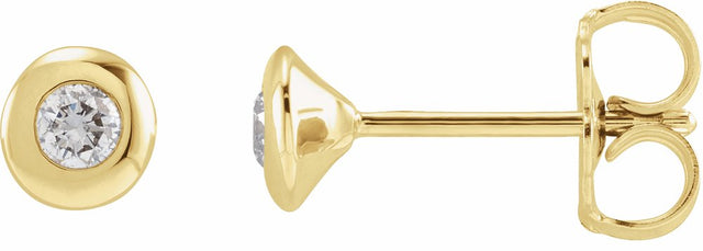 14K Yellow Gold 1/5 CTW Natural Diamond Domed Bezel-Set Solitaire Earrings