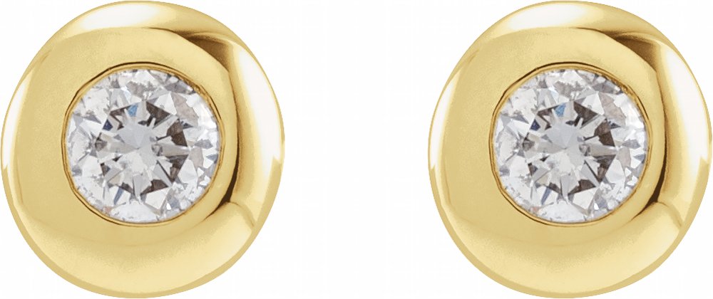 14K Yellow Gold 1/3 CTW Lab-Grown Diamond Domed Bezel-Set Earrings