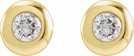 14K Yellow Gold 1 CTW Natural Diamond Domed Bezel-Set Solitaire Earrings