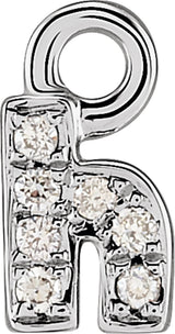 14K White Petite Pavé™ .02 CTW Natural Diamond Initial H Dangle