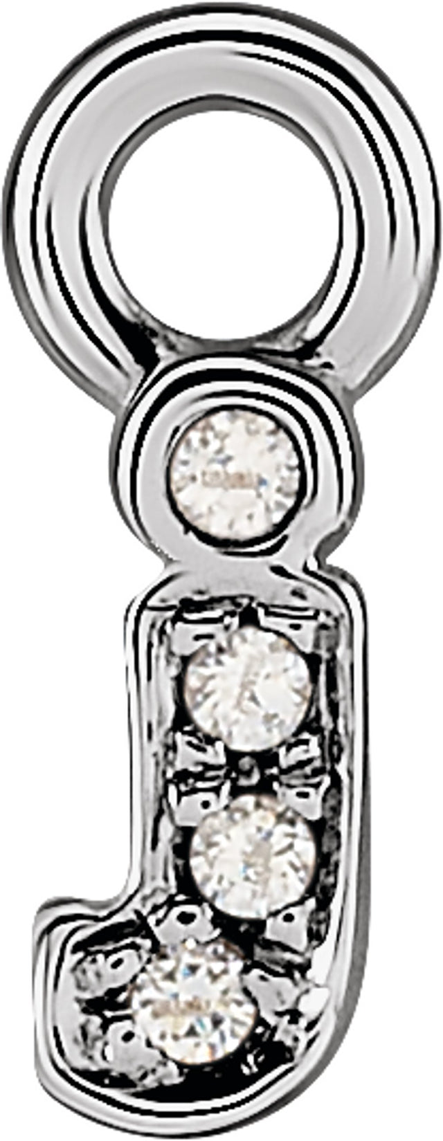 14K White Petite Pavé™ .01 CTW Natural Diamond Initial J Dangle