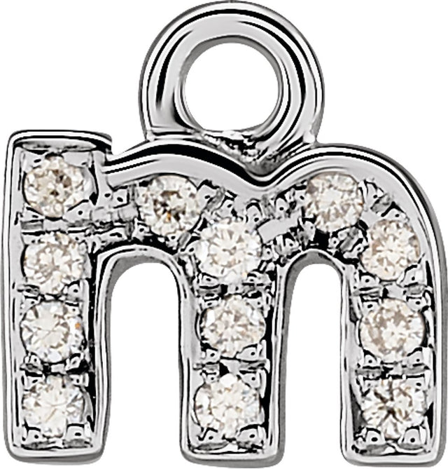 14K White Petite Pavé™ .03 CTW Natural Diamond Initial M Dangle