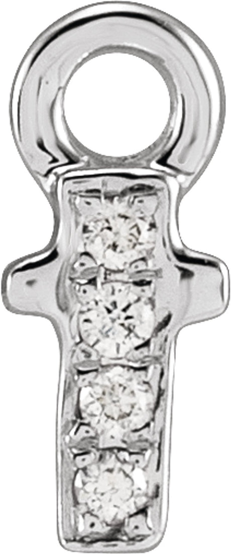 14K White Petite Pavé™ .01 CTW Natural Diamond Initial T Dangle