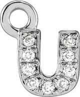 14K White Petite Pavé™ .02 CTW Natural Diamond Initial U Dangle