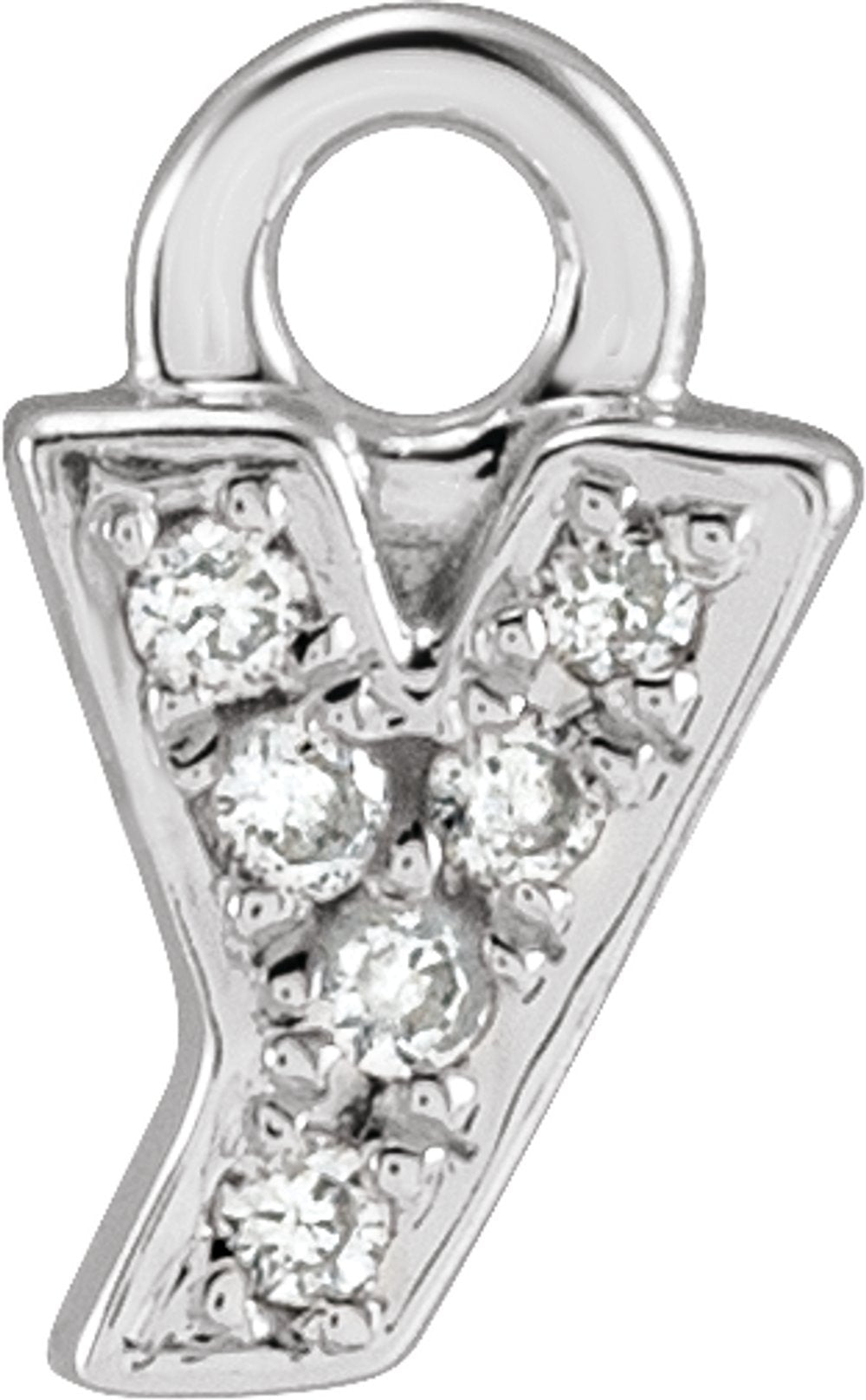 14K White Petite Pavé™ .015 CTW Natural Diamond Initial Y Dangle