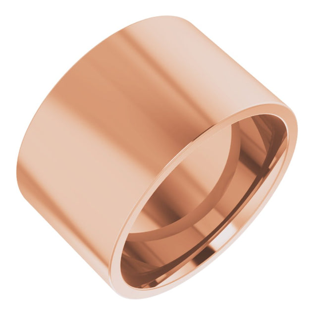 18K Rose Gold 12 mm Lightweight Comfort-Fit Flat Band Size [cv