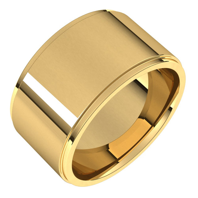 14K Yellow 11 mm Stepped-Edge Comfort-Fit Flat Band Size 9