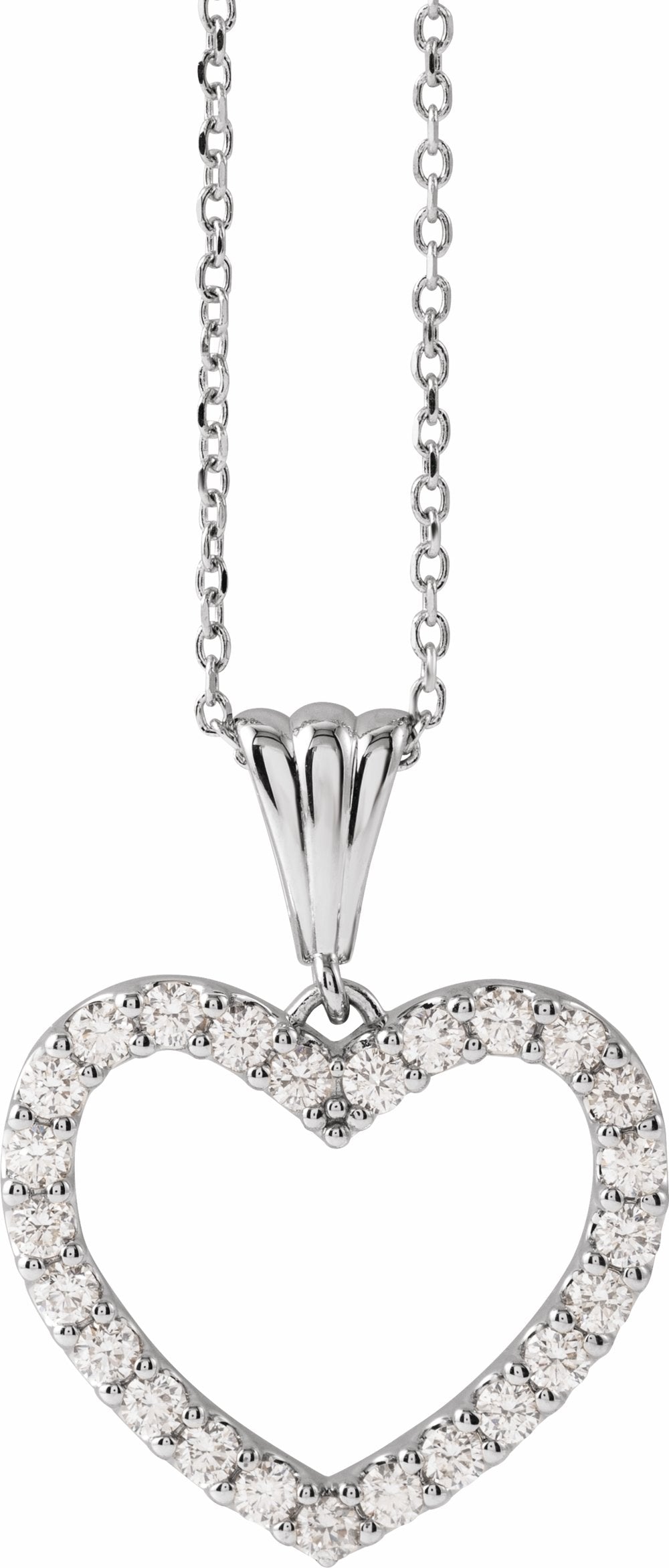 14K White 3/8 CTW Natural Diamond Heart 18" Necklace