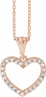 14K Rose Gold 1/5 CTW Natural Diamond Heart 18" Necklace