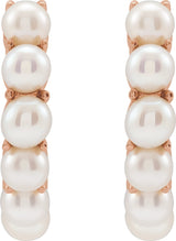 14K Rose Cultured White Freshwater Pearl 15.5 mm Huggie Hoop Earrings