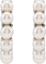 14K White Gold Cultured White Freshwater Pearl 15.5 mm Huggie Hoop Earrings