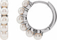 14K White Gold Cultured White Freshwater Pearl 15.5 mm Huggie Hoop Earrings