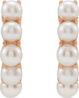 14K Rose Cultured White Freshwater Pearl 14 mm Huggie Hoop Earrings