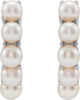 14K White Cultured White Freshwater Pearl 14 mm Huggie Hoop Earrings