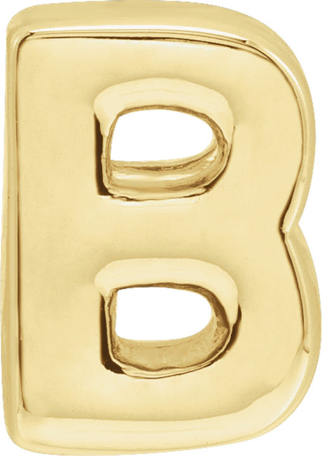 14K Yellow Block Initial B Slide Pendant