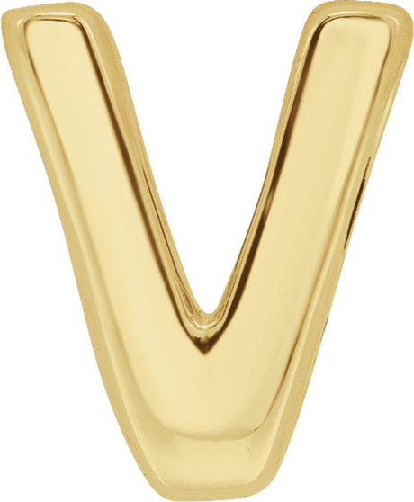 14K Yellow Gold Block Initial V Slide Pendant
