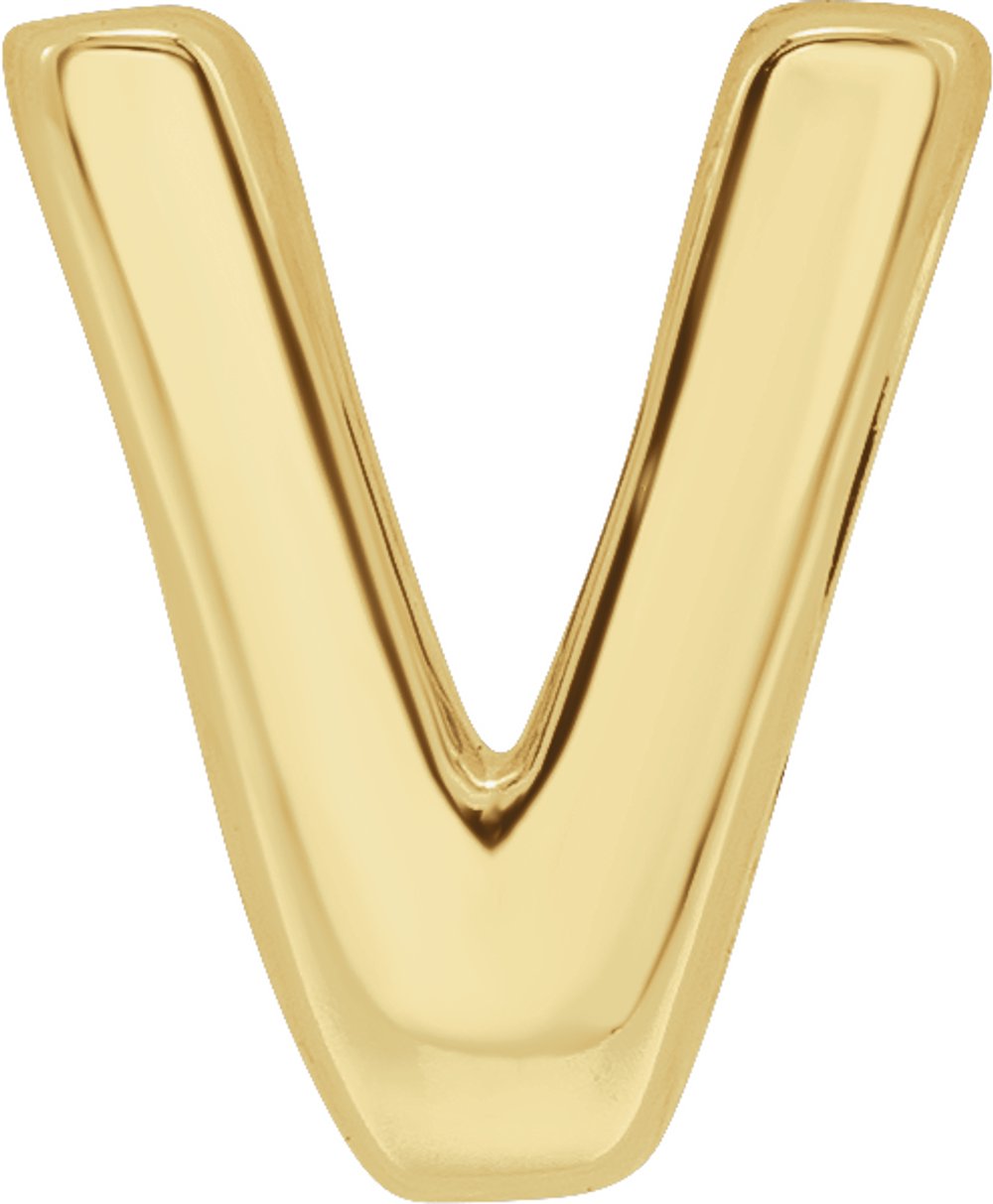 14K Yellow Gold Block Initial V Slide Pendant