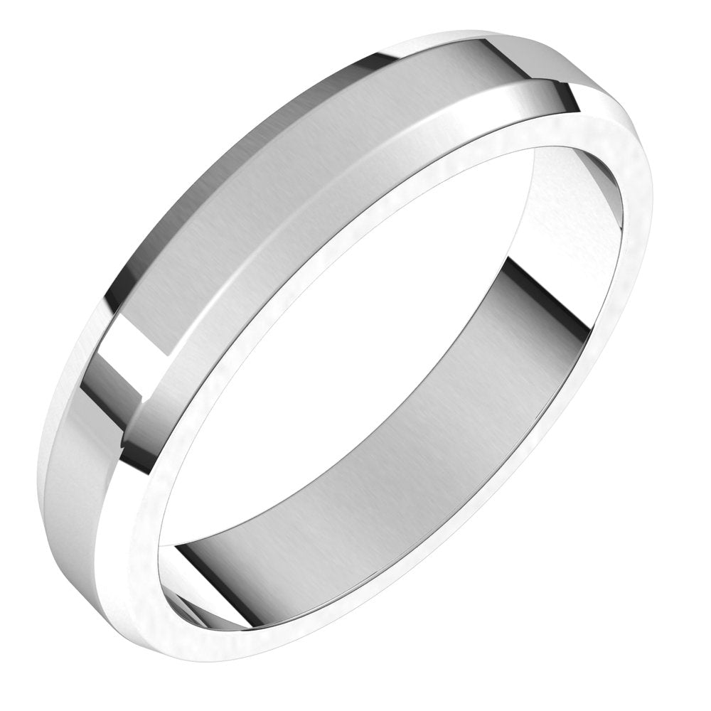 Platinum 4 mm Beveled Edge Light Band Size 5.5